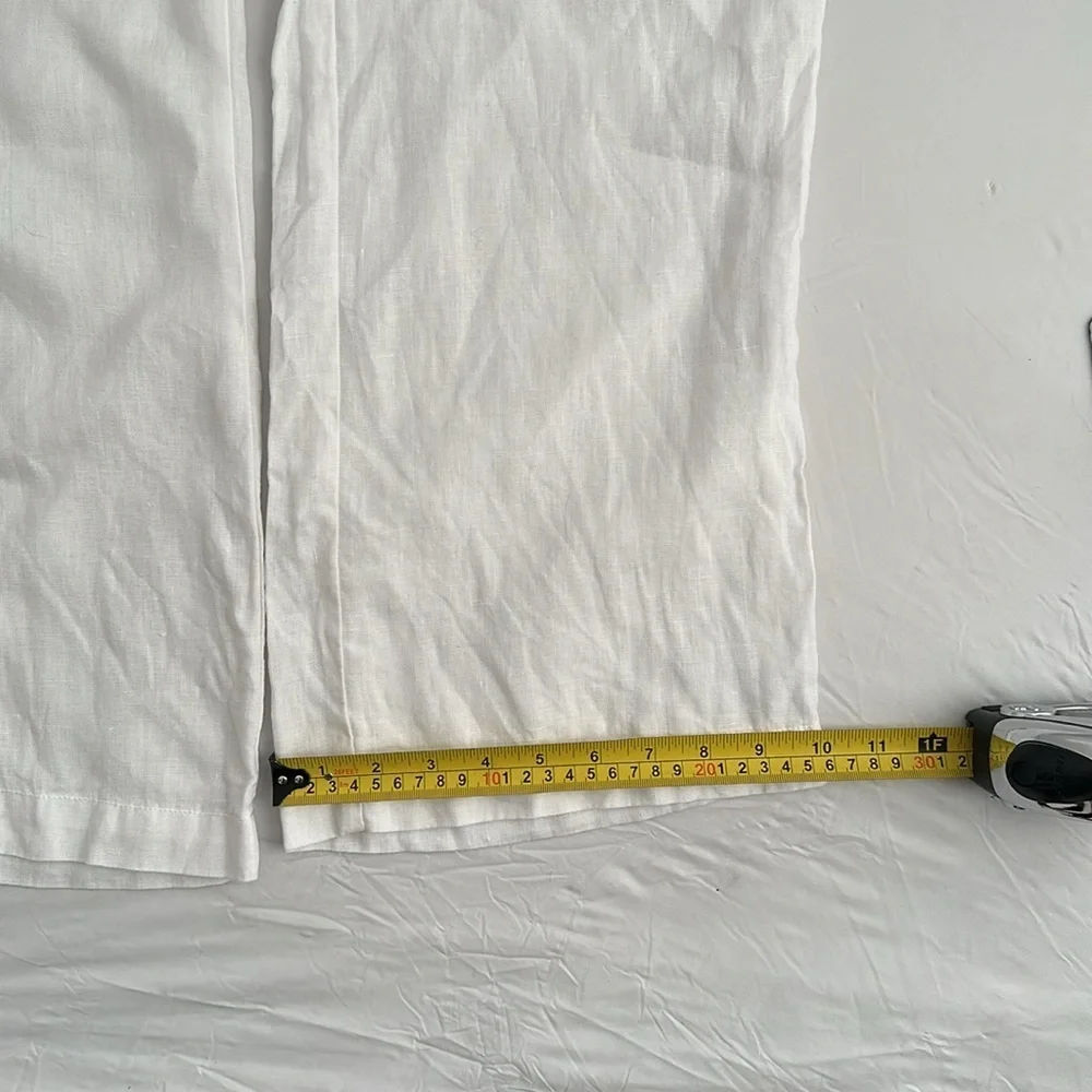 Banana Republic white unlined lightweight linen wide leg palazzo pants
